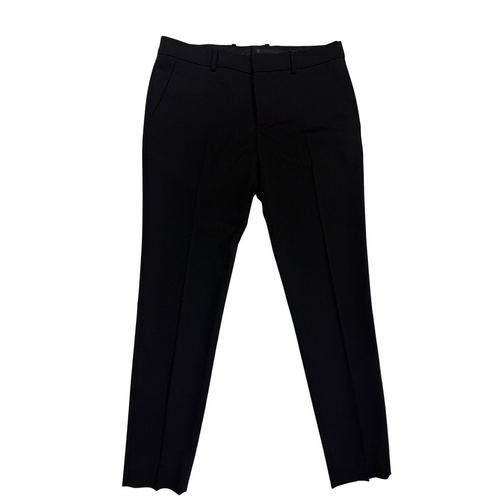 Zara Womens Black Straight Leg Dress Pants Mid Rise Professional Trousers 31x30